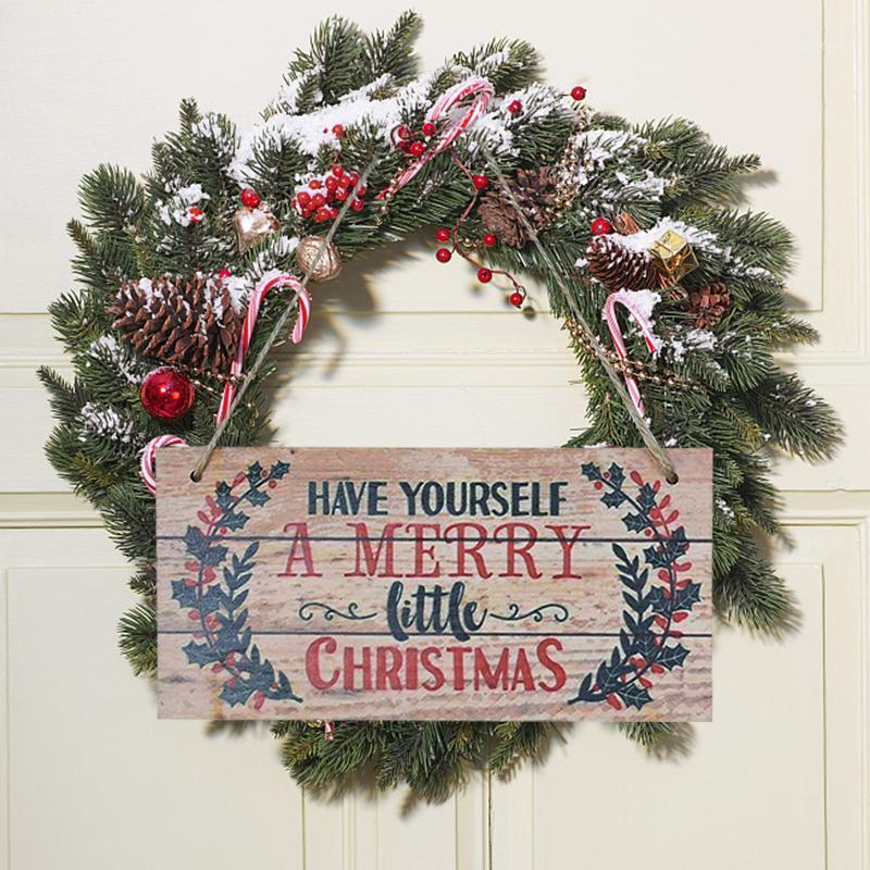 

10*20cm Merry Christmas Wooden Decoration Door Sign Listing Tag Christmas Outdoor Hanging Ornament Home Xmas Tree Wall Decor1