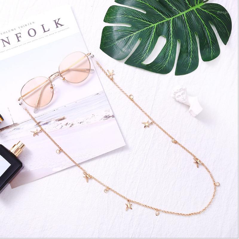 

Hanging Neck Gold-Plated Glasses Chain Neck Strap With Accessories Eyeglass Chain Starfish Shell Glasses1