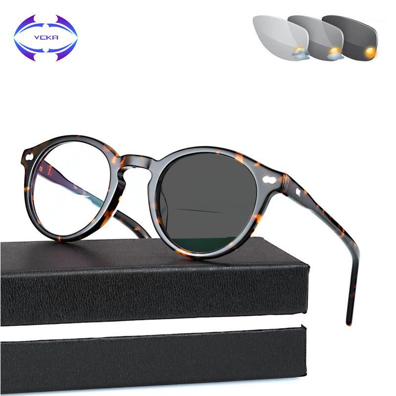 

VCKA Photochromic Reading Glasses Multifocus Progressive Far and near Acetate Frame Discoloration Presbyopic Lens Sunshade1