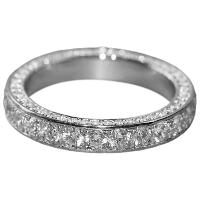 

Classic Women Band Ring Full Paved Crystal Zircon Stone Brilliant Lover Wedding Engagement Party Ring Round Rings Jewelry