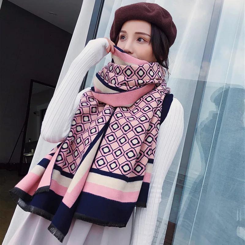 

Scarves Style Chinese Classic Silk Autumn And Winter Women Cashmere Scarf Ladies Fashion Dot Printed Warm Shawl Wool Beach Headscarf