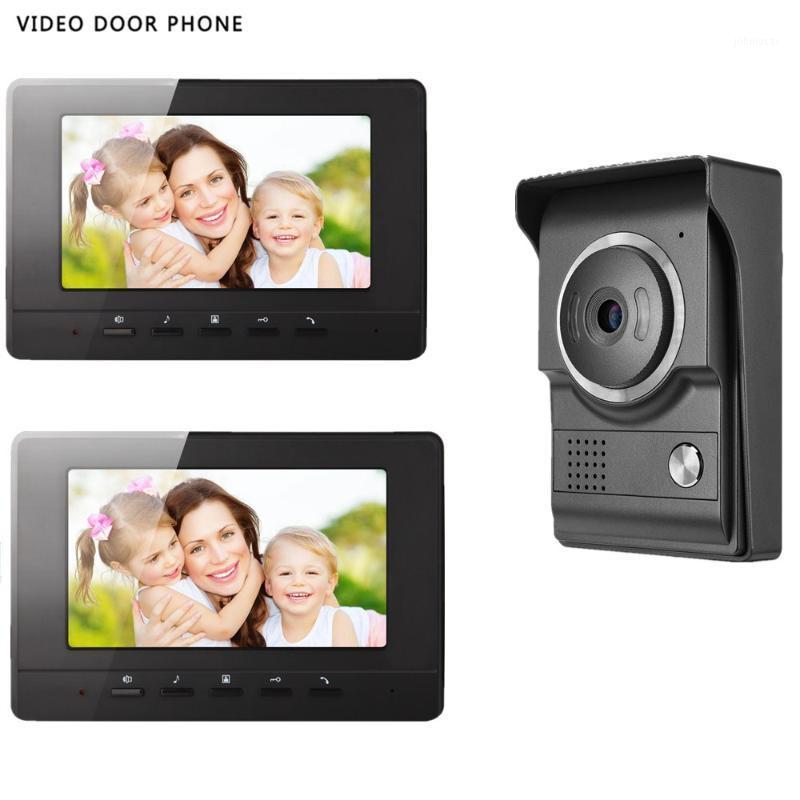 

Home Security video door phone intercom systerm 7''tft lcd screen two monitor wire video doorphone for villa night vision camera1