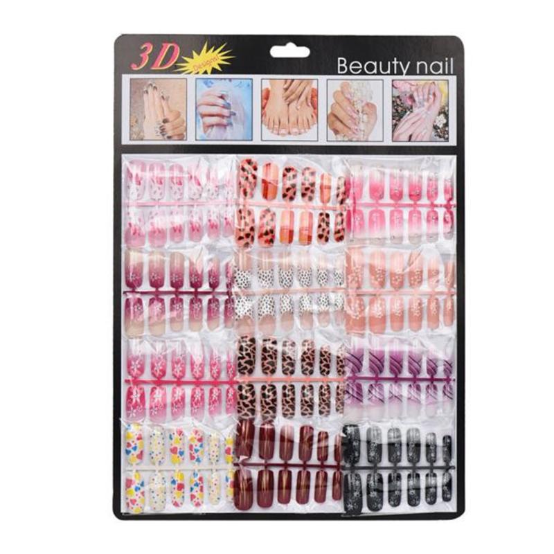 

144Pcs Mixed Set False Nails Tips Artificial Fake Nail Art Acrylic Manicure Decor Supplies, Multi