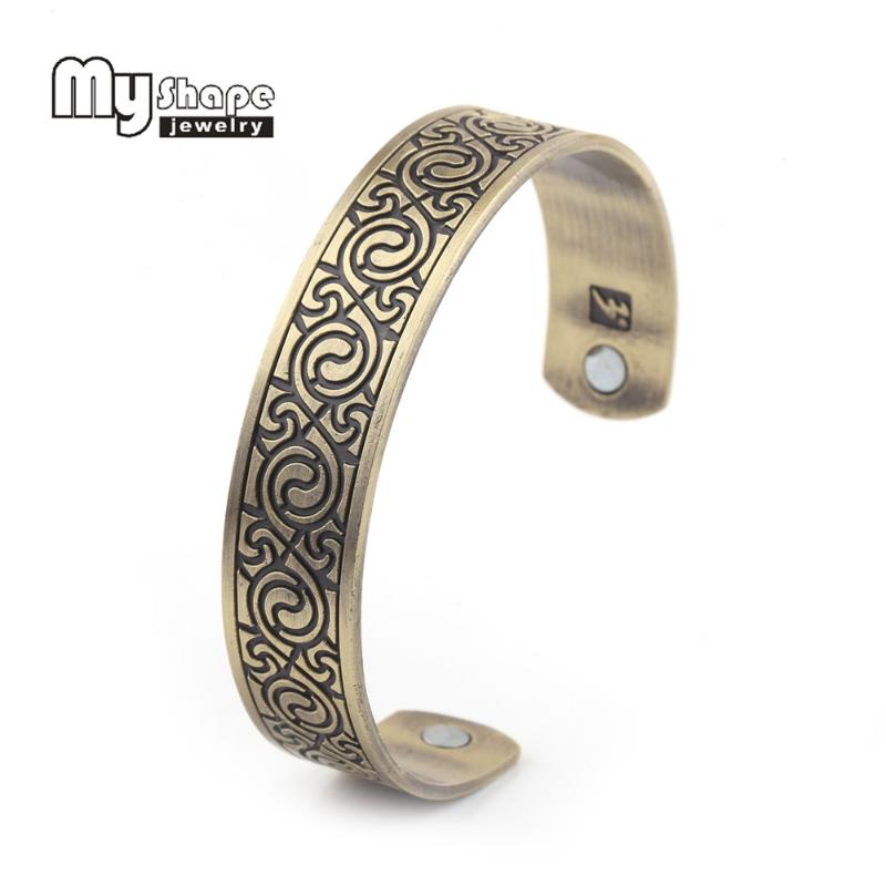

My Shape Men Vintage Jewelry Bracelets Eight Diagrams Flower Antique Brass Tone Magnetic Zinc Alloy Bracelet Fitness Jewelry