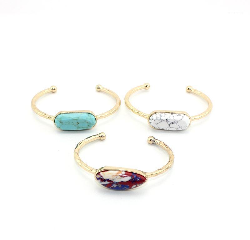 

Synthetic Stone Inlay Rectangle Fram Simple Cooper Banlge For Women1