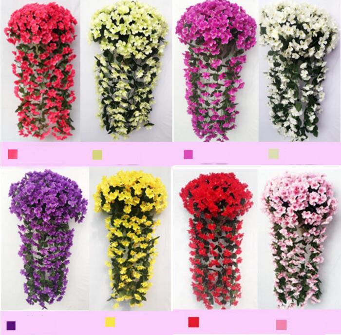 

80cm Matthiola Incana Hanging Artificial Plant flower Vine Rattan Wall Wedding Holiday Party Birthday Venue Hanging Decoration, Beige