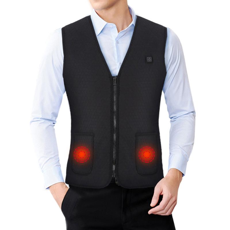 

Men Women Electric Heated Vest Winter Outdoor Warm Heating Vest Waistcoat Thermal Warm Outdoor Coat Winter USB Heater, As pic