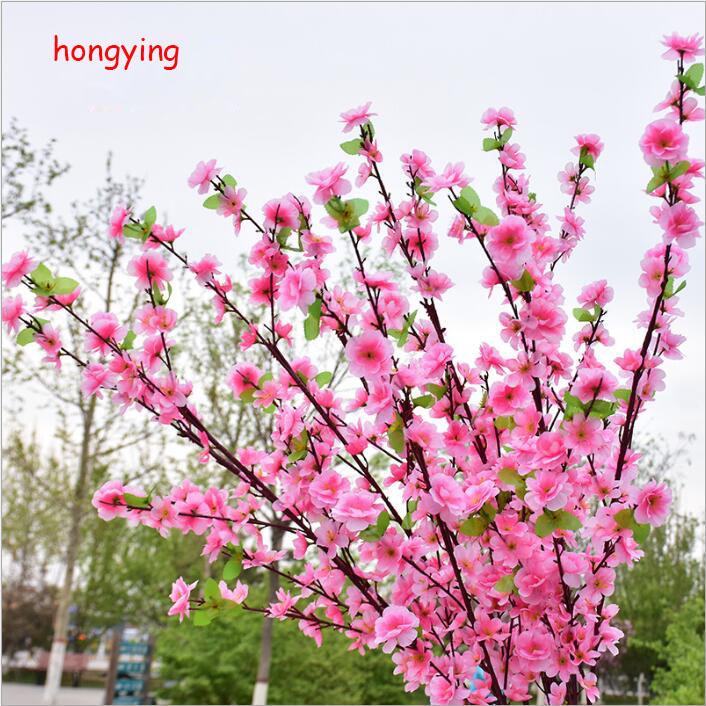 

5 pcs Simulation of the peach blossom Silk cloth Artificial flowers Peach trees decorate their branches 65 cm long wedding, Pink