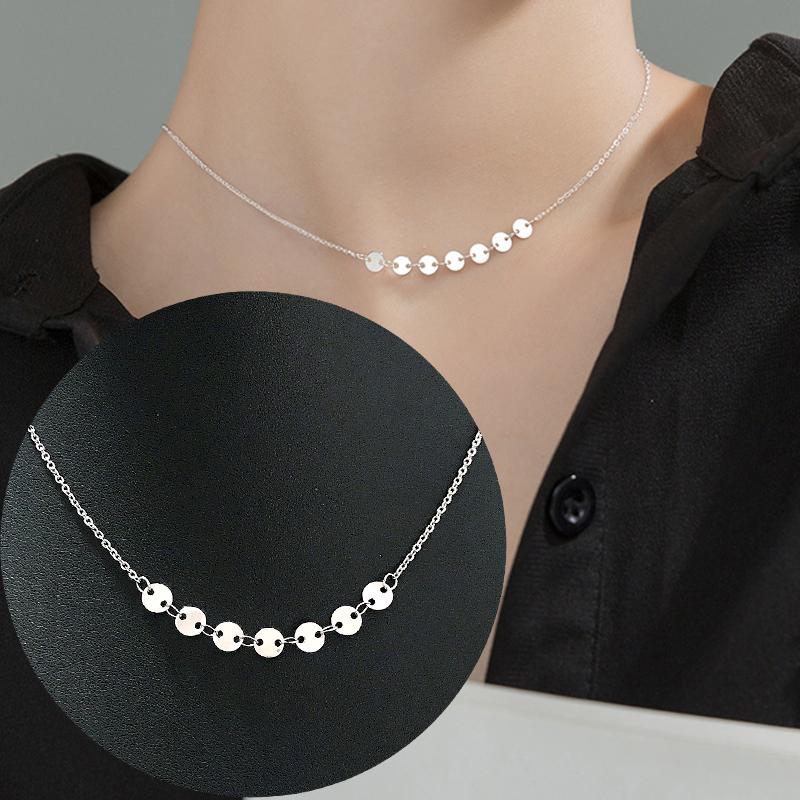 

Chokers Fashion Personality Stainless Steel Womens Gold Silver Color Beads Flat Chain Choker Coin Pendant Necklaces Banquet Jewelry