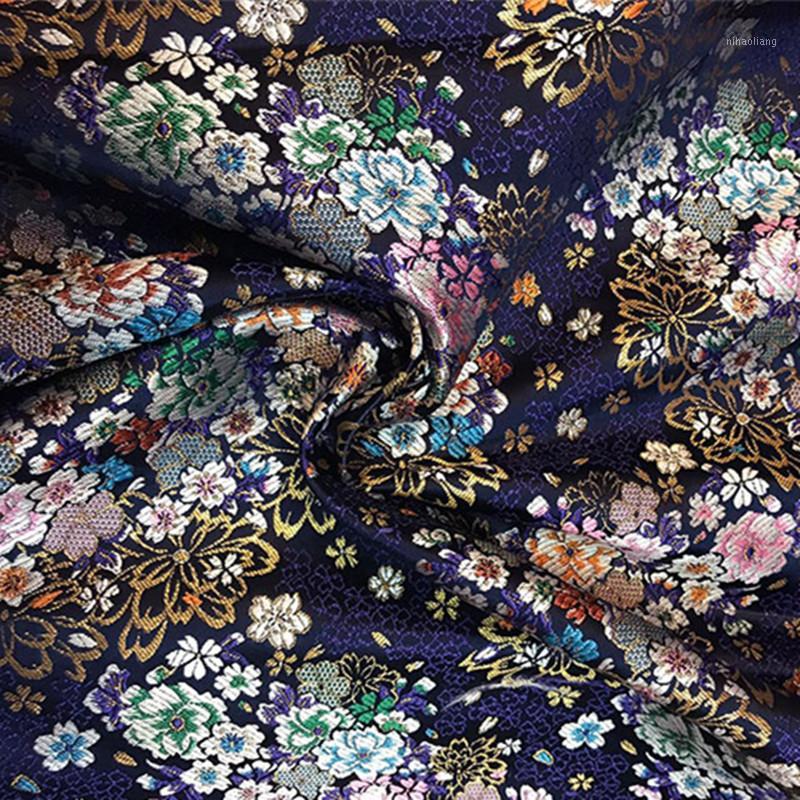 

1 Yard Blue Florals Fashion National Jacquard Brocade Fabric Japanese Kimono Dress Fabric Material For Sewing1