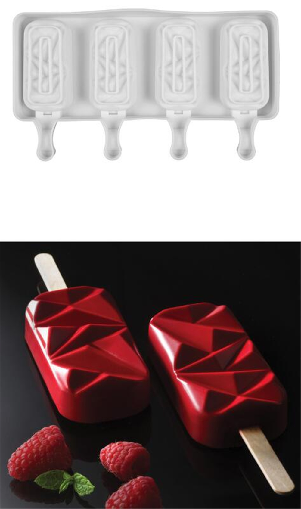 

Hot Dining Home Silicone Ice Cream Molds 4 Cell Cube Tray Food Safe Popsicle Maker DIY Homemade Freezer Ice Lolly Mould Ice Cream tools