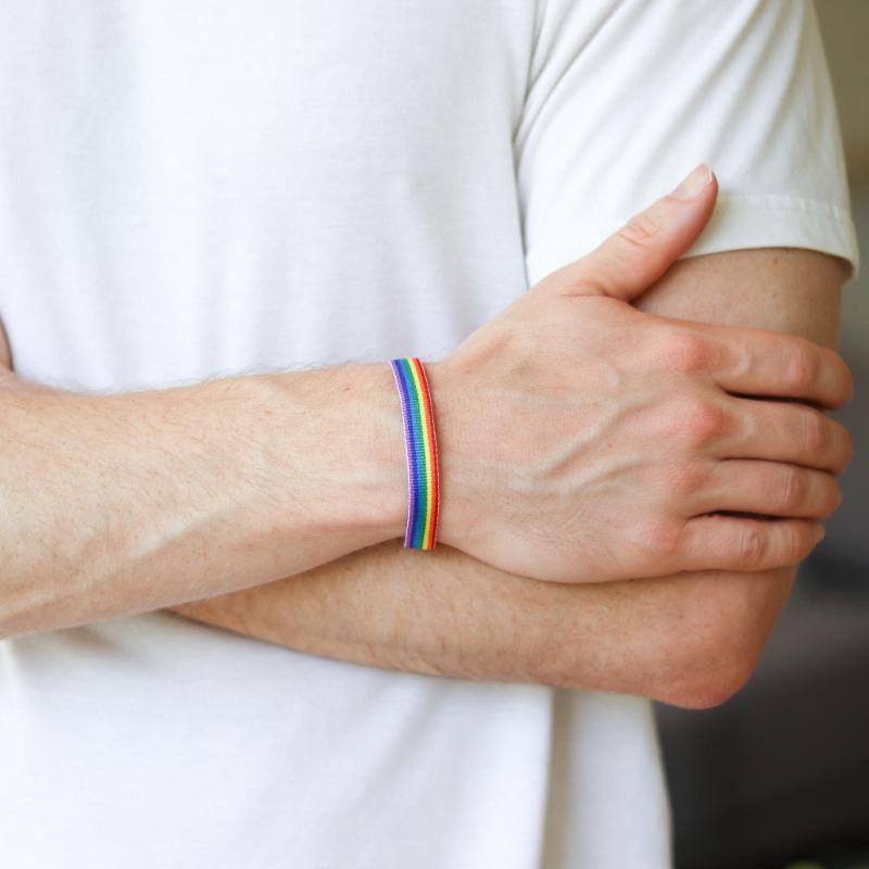 

HI MAN European Simple Rainbow Color Rubber Band Bracelet Male Gay Logo Wristband Fashion Bar Party Jewelry Friendship Gift