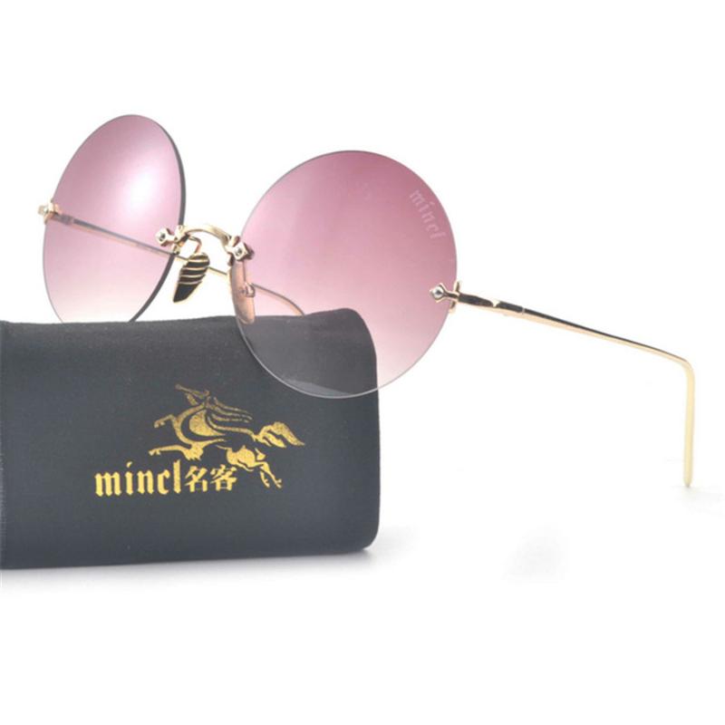 

New Sunglasses Women Oversized Round Eyewear 2020 Gradient Brown Pink Rimless Sun Glasses for Female Brand Designer Uv400 NX