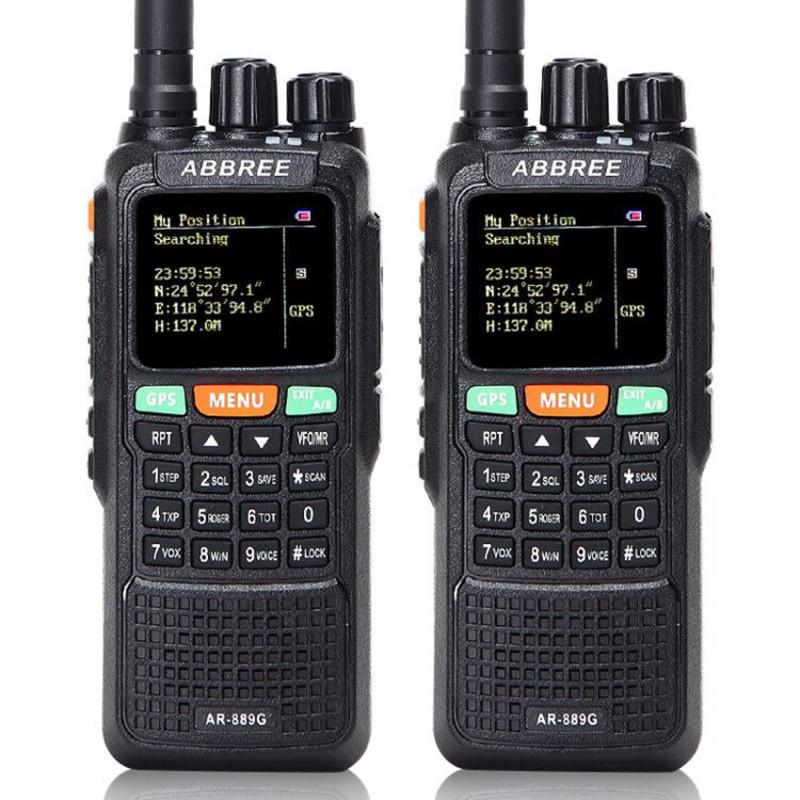 

2Pcs Abbree AR-889G Walkie Talkie GPS 10W High Power Cross Band 400-520/134-174MHz Dual Band 10km Hunting Two Way Radio