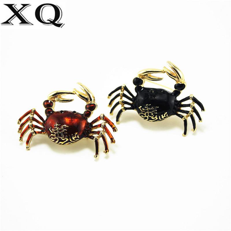 

Pins, Brooches XQ Fashion Zinc Alloy Drop Glaze Exquisite Brooch Black Red Cute Crab Accessories Wholesale For Girls Boys