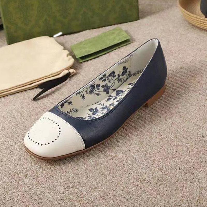 

designer Dress shoes Spring and Autumn 100% Authentic cowhide letter Dance shoes fashion women black Flat boat shoe Lady leather Trample Lazy Loafers Large size 34-42, Extra box