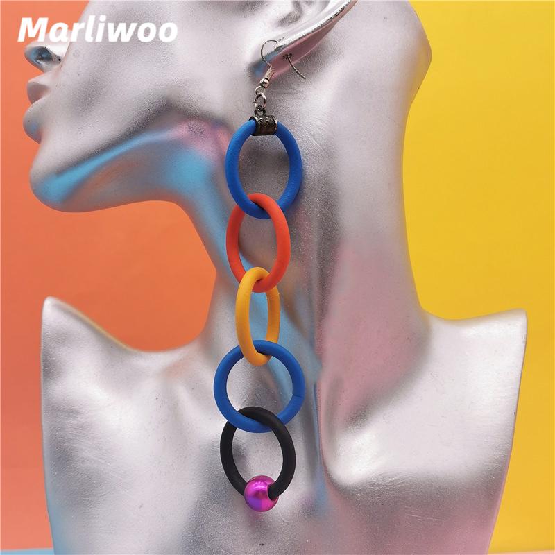 

Marliwoo New Multicolor Drop Earrings Women Long Earring Rubber Jewelry Pearl Accessories Pendant Earrings Party Gift Wholesale