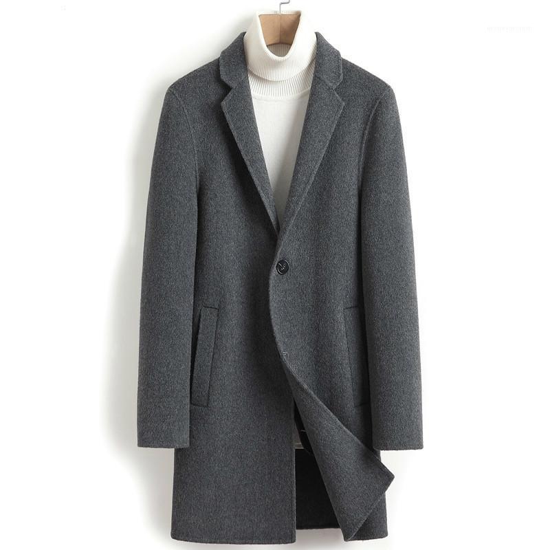 

Double-sided Wool Coat Cashmere Long Jacket Men Korean Autumn Mens Overcoat Coats and Jackets Abrigo Hombre 2020 4432 J35821, Black