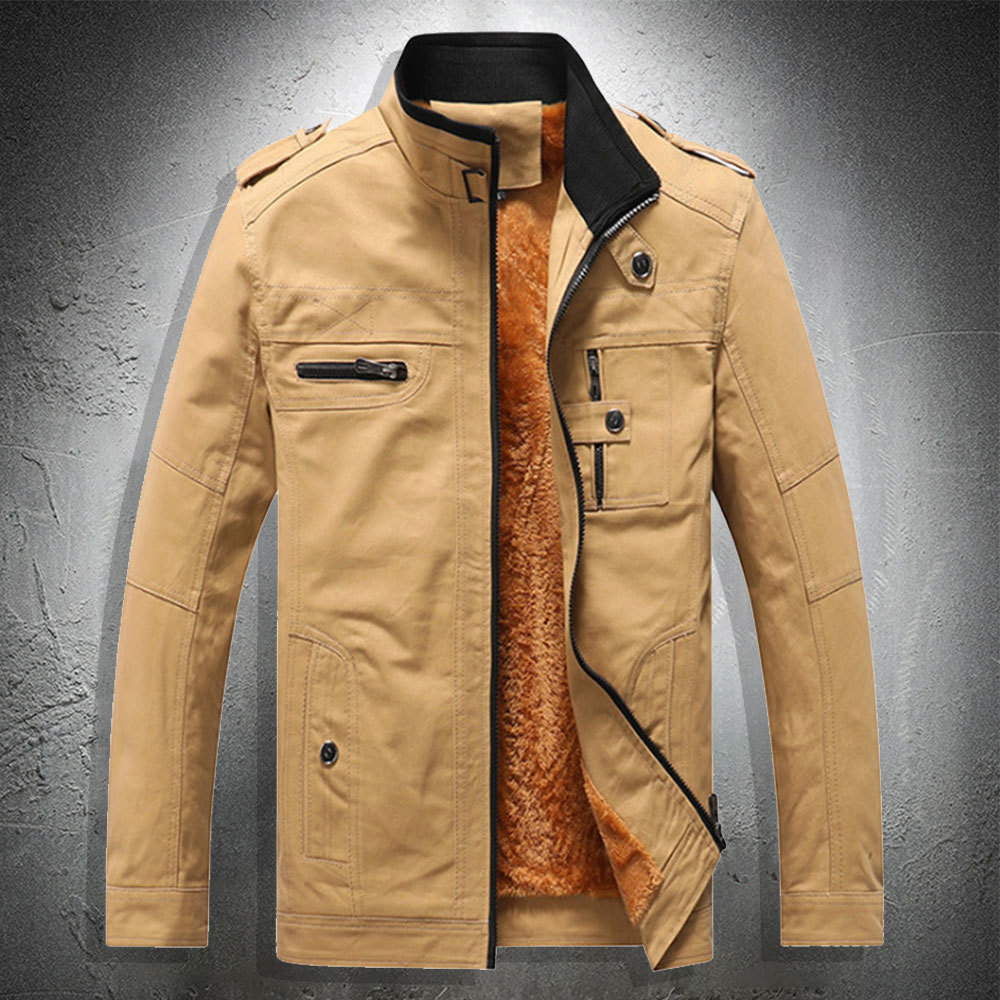 

Autumn winter jacket of men military-lined fur tactical turtleneck thick warm fine fashion adjustment male coat plus size 6xl, Green