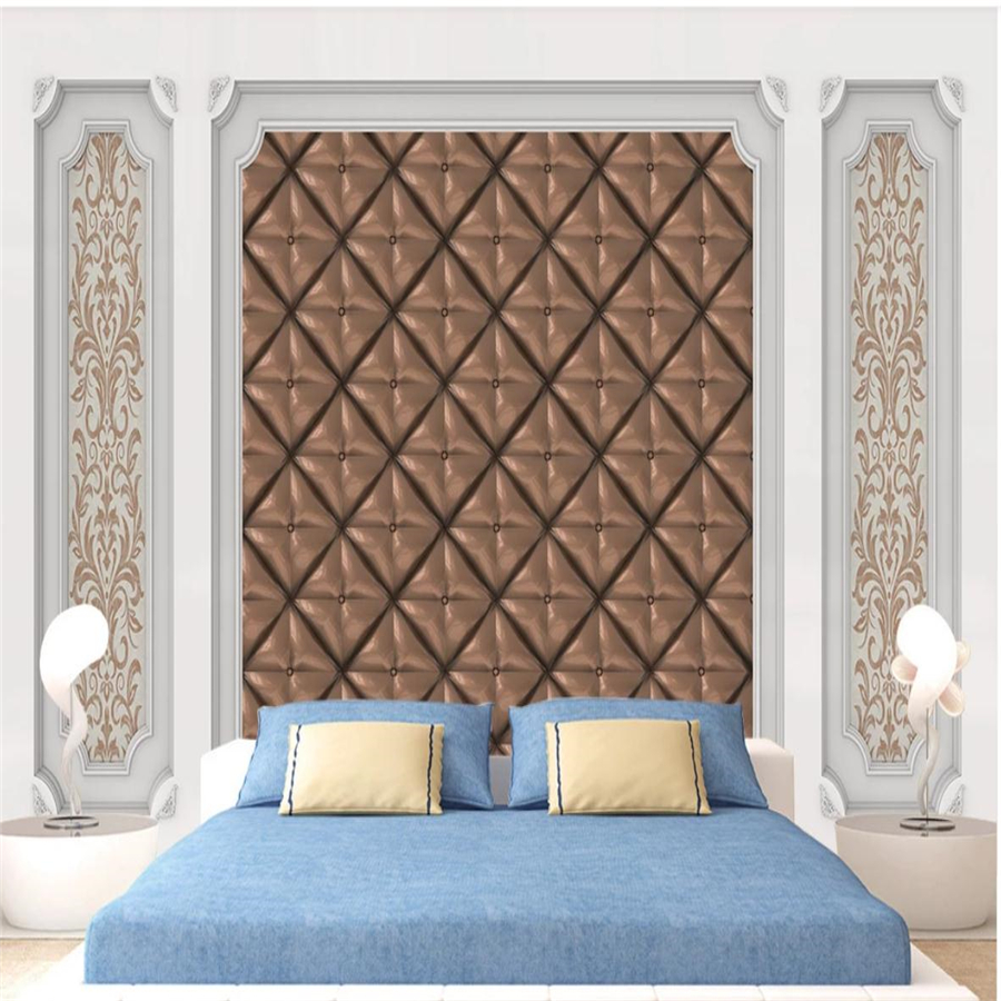 

3d customized wallpaper White wall panel European pattern crystal soft package wallpapers 3D TV background wall, Grey