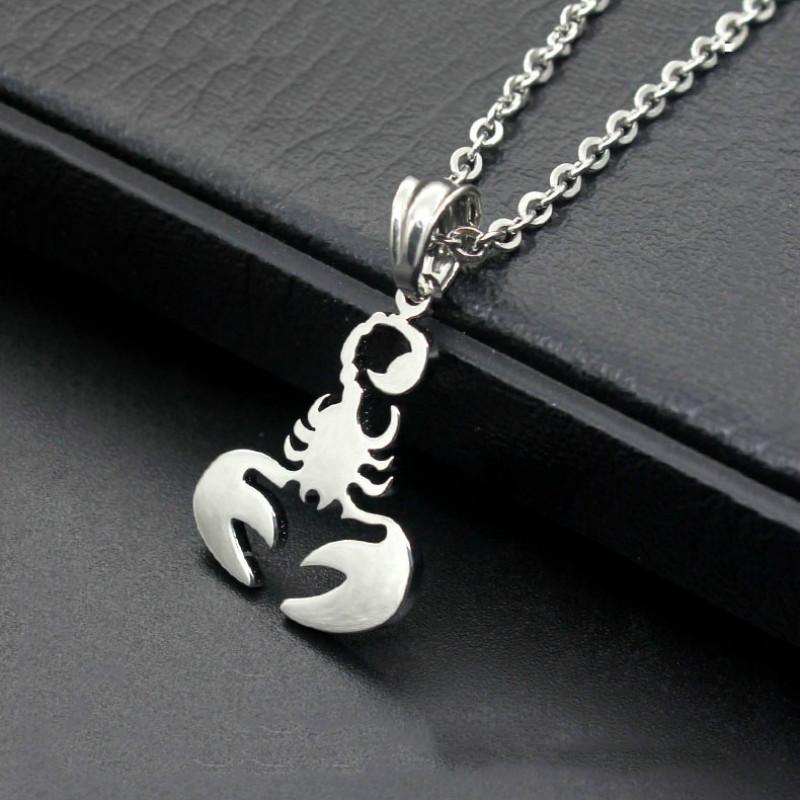 

2020 Vintage Stainless Steel Punk Cool Scorpion Constellation Chain Pendant Necklace Men Hip Hop Jewelry Accessories