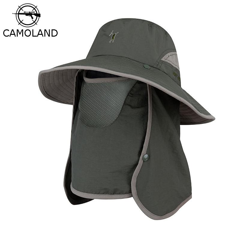 

CAMOLAND Summer UPF50+ Sun Hats For Women Men Bucket Hat With Neck Flap Outdoor UV Protection Long Wide Brim Hiking Fishing Caps, Black