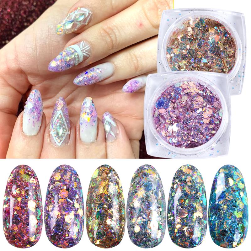 

3D Sparkly Hexagon Nail Sequins Holo Mermaid Flakes Mixed Paillette Manicure Acrylic Nail Art Accessories Decoration NFXKP01-12