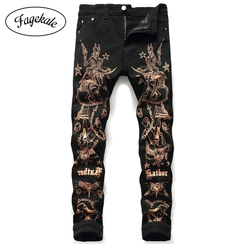 

new letter printing black micro-elastic printing small straight tide men's casual pants nightclub tide pants casual fashion 201109