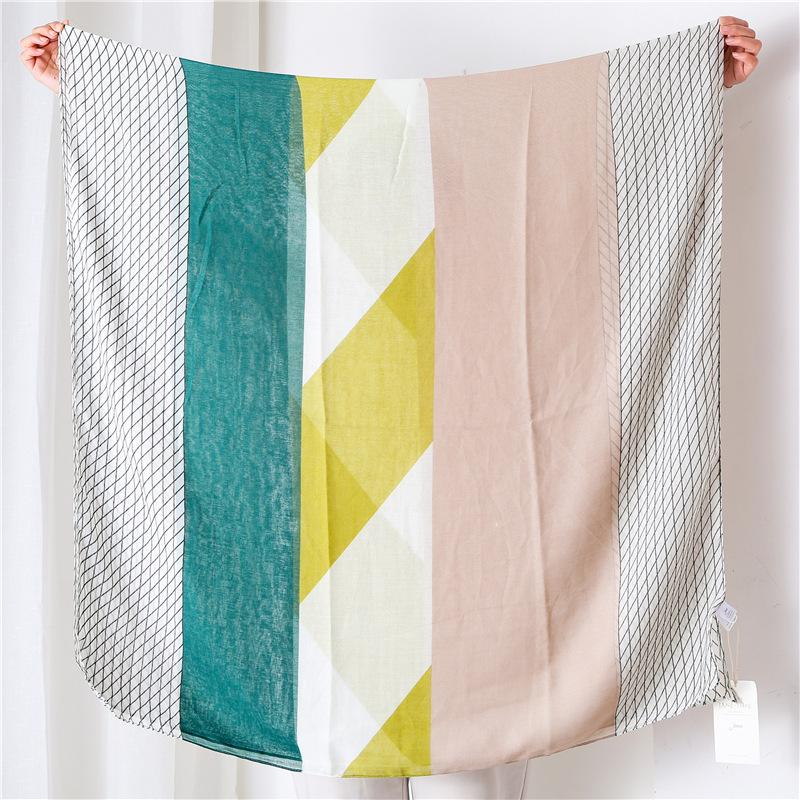 

2021 New Geometry Print Scarf Shawls Fashion Cotton Stripe Wrap Muffler Hijab 3 Color Wholesale 10pcs/LOT Free Shipping