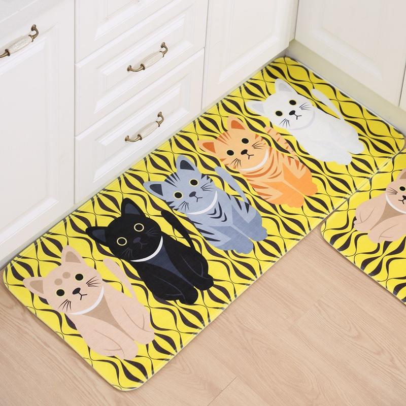 

Cartoon Cat Go Away Printing Doormat Flannel Home Decoration Non-Slip Floor Mat Cat Door Mat Tapis De Bain Felpudo
