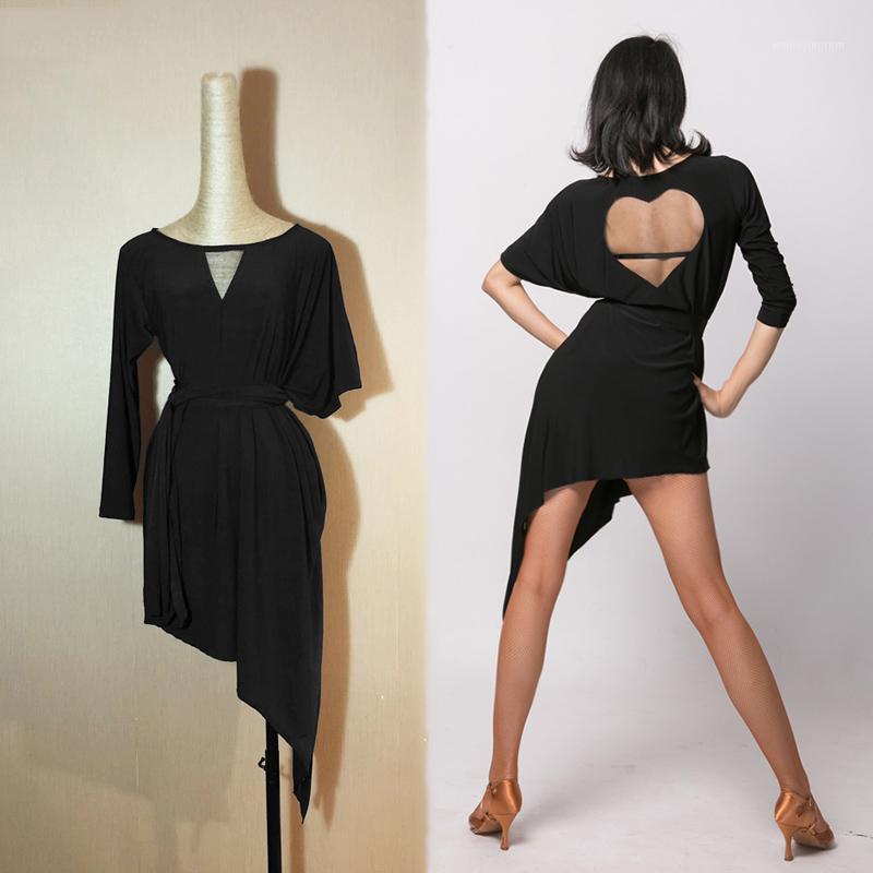 

Latin Dance Dress Women Sexy Salsa Cha Cha Tango Samba Rumba Ballroom Practice Wear Ladies Black Home Training Dresses DC46601