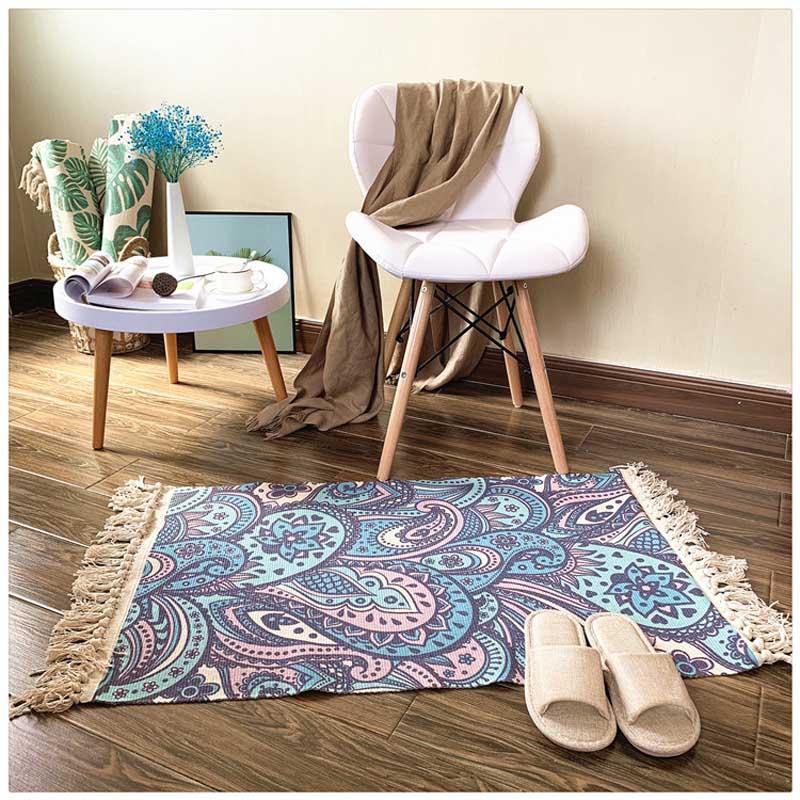 

Cotton Soft Hotel Home Carpets for Living Room Bedroom Area Rug Floor Door Mat Nordic Cotton Linen Floor Mat, 05