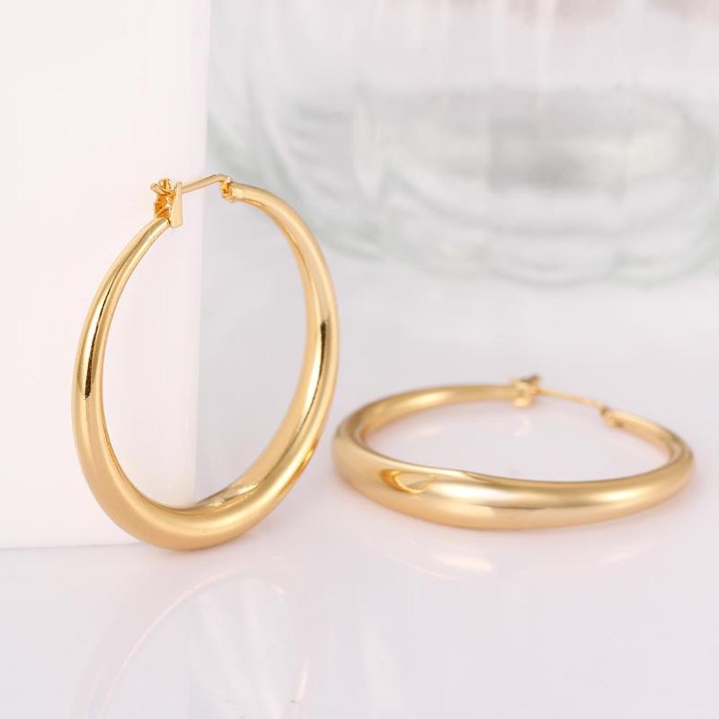 

Trendy Earrings 35mm Gold Filled Big Hoop Earrings For Summer Casual Lady's Fashion Jewelry Hot Sale
