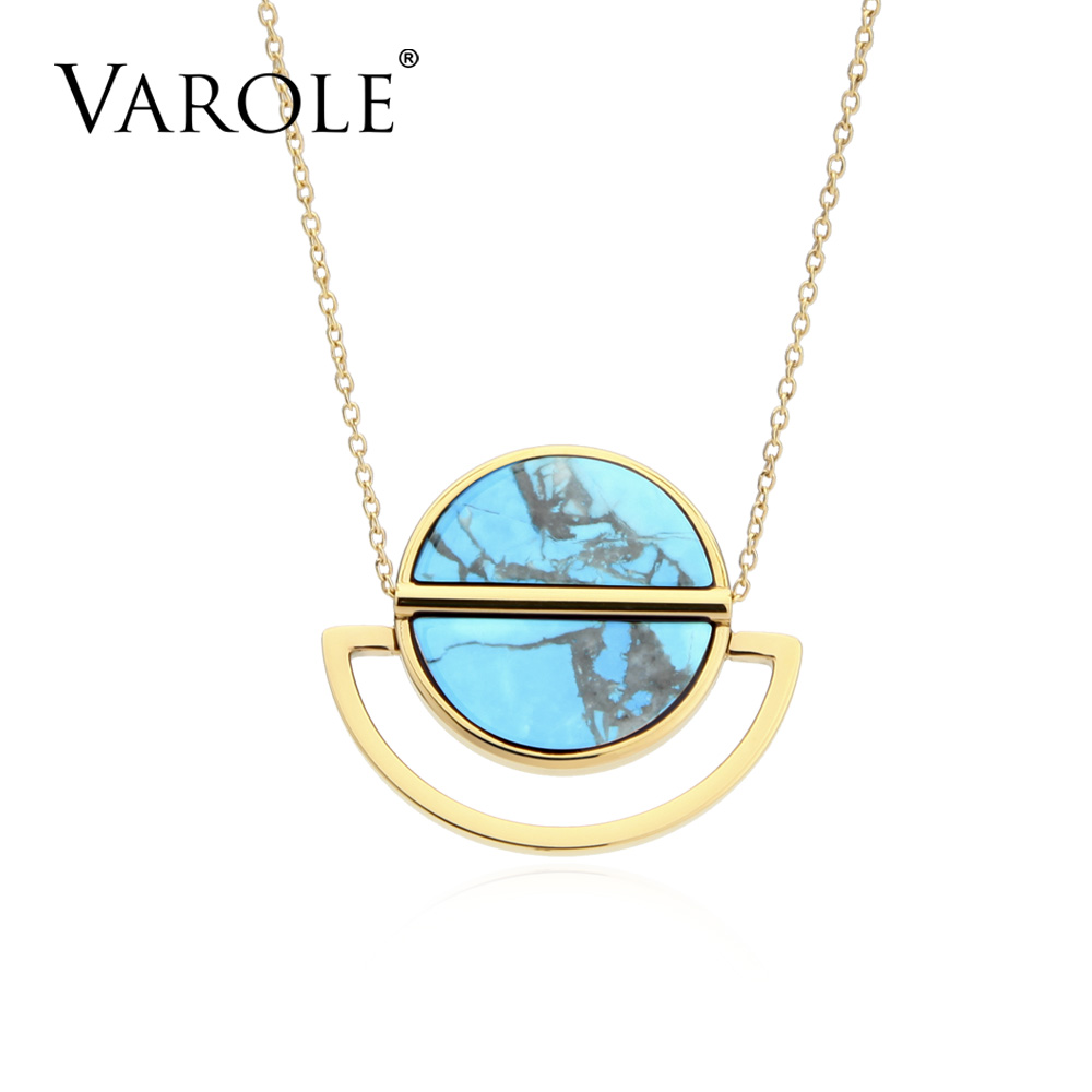 

VAROLE Trendy 18in Natural Stone Pendant Necklace Charm Necklaces & Pendants Collares Mujer Choker Kolye Bijoux Femme