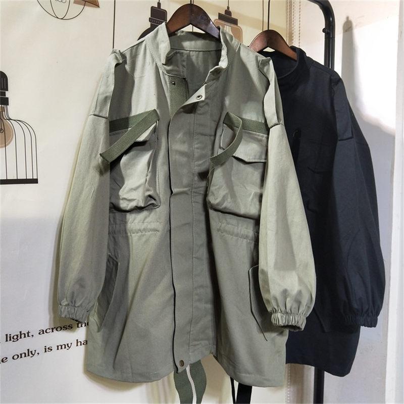 

Print Letter Large Size Women's Clothing Korean Windbreaker Long 2020 Spring Autumn Boyfriend Jacket Woman Loose Thin Coat f887, Black