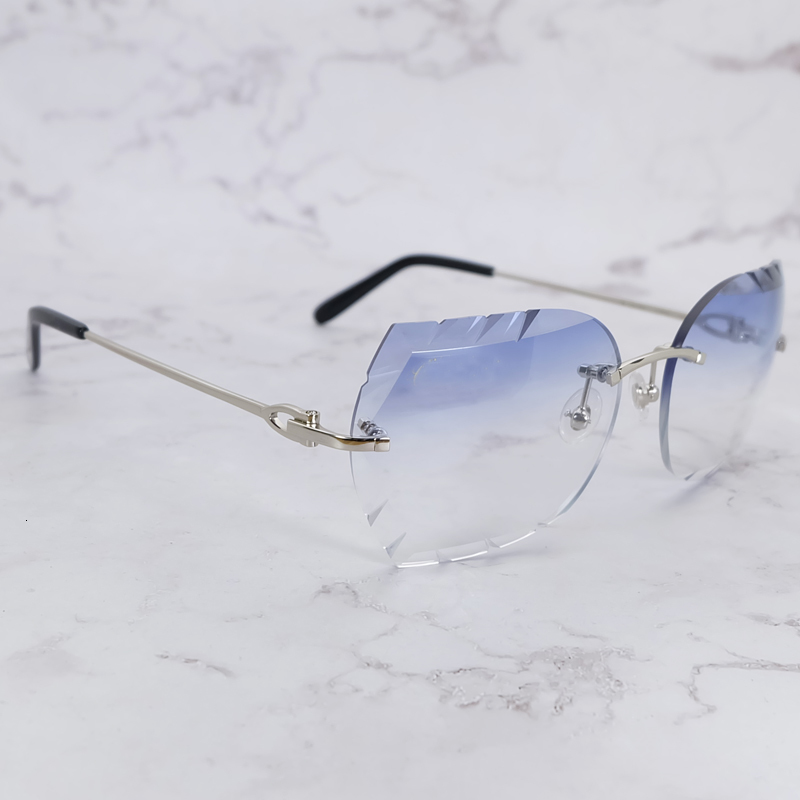 

2021 New Rimless Sunglasses Sawtooth Diamond Cut Sun Glasses Men Fashion Shades for Women Trending Product Eyewear Gafas De Sol Cvs6