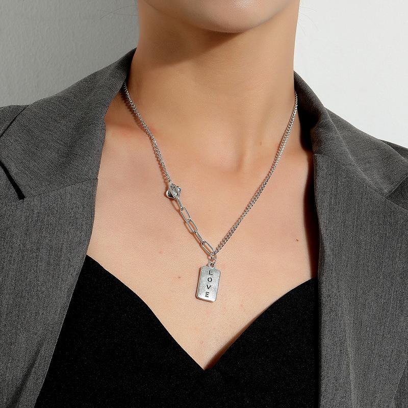 

Vintage Rectangle Letter Necklace Gift for Women Fashion Old English Name Choker Necklaces NEW 2020 Party Jewelry Gift