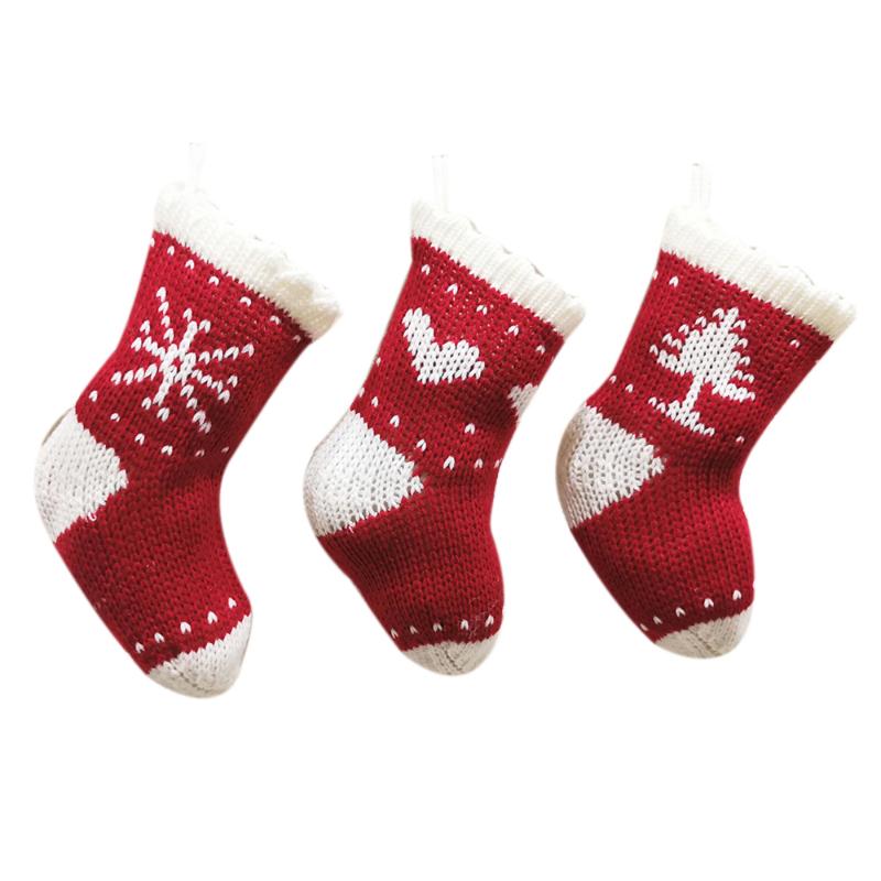 

3PCS Christmas Home Decorations Knitted Socks New Year Items Xmas Lovely Gift Bag Fireplace Tree Decorative Supplies