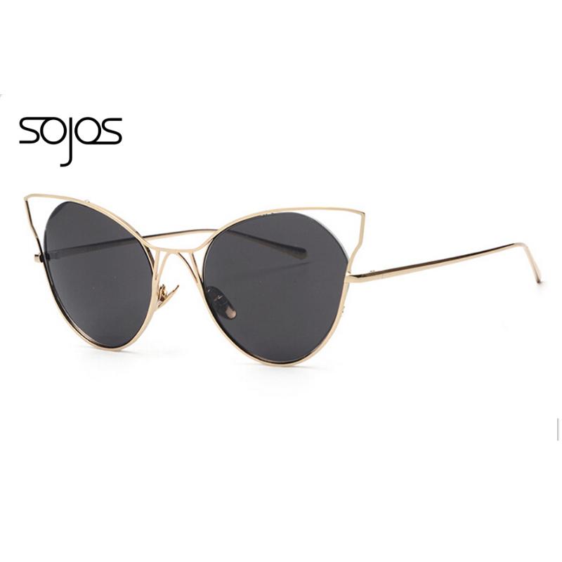 

SOJOS Cat Eye Metal Hollow Frame Sunglasses Women Party Sun Glasses Sexy Cat Eyes Glasses Fashion Designer 1041