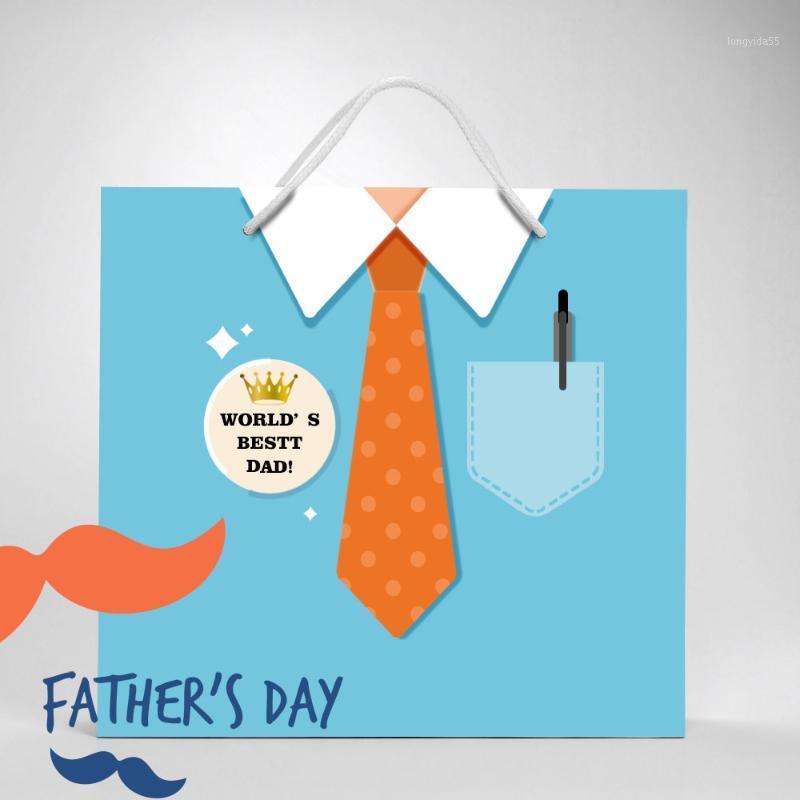 

10pcs/lot Happy Father's Day Thank You Dad Paper Shopping Bag Paper Gift Bag Gift Packaging With Handle1
