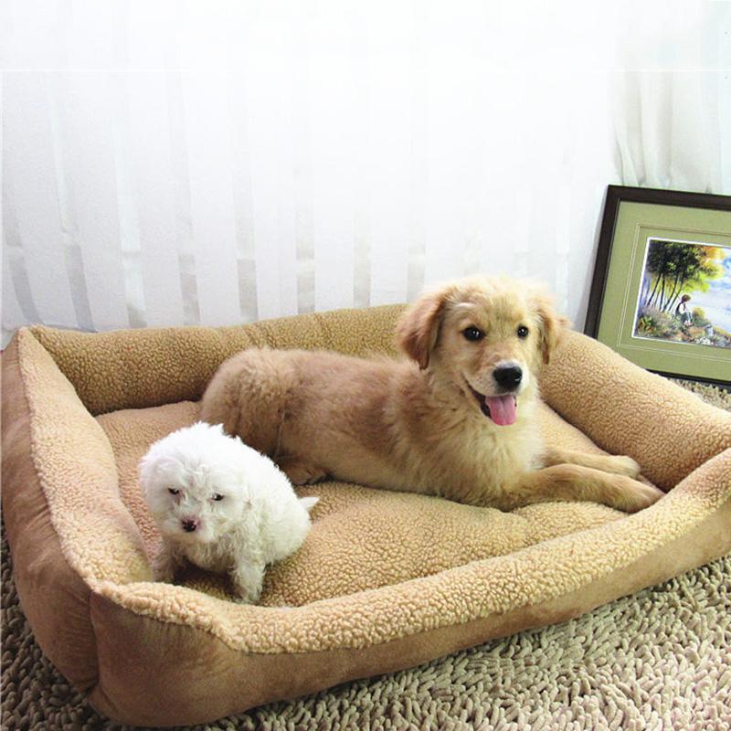 

Plus Size Large Dog Bed Kennels Mats Soft Fleece Breathable Pet Dog Puppy Winter Warming Bed Cushion House Washable Pet Products, Light coffee