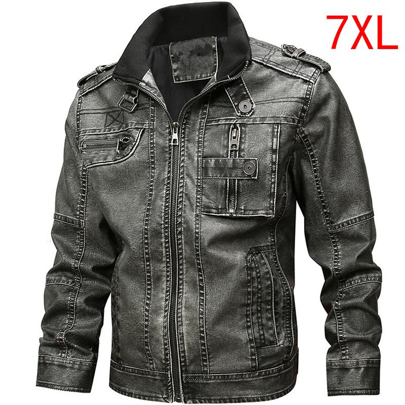 

2020 PU Leather Jackets Men Slim Fit Casual Outwear Bomber Winderbreaker PU Motorcycle Jackets Male Coat Plus Size 7XL HX009, Black