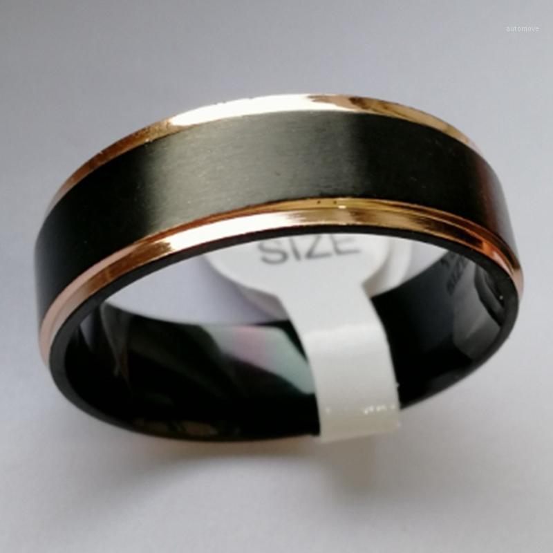 

Fashion 8Mm Carbide Ring Rose Gold Black Brushed Wedding Band Gift For Men1