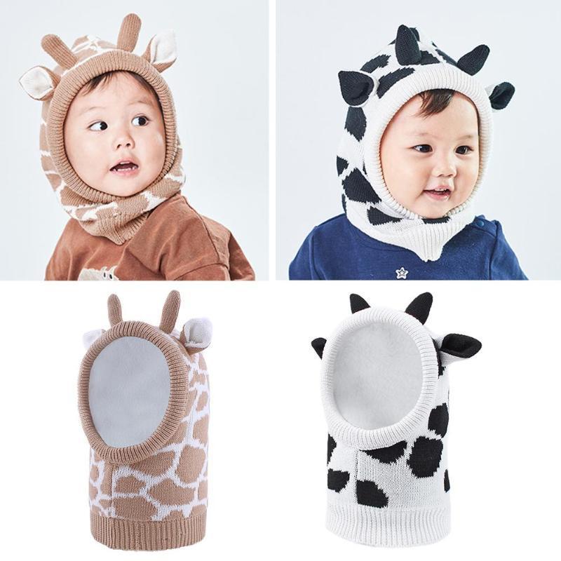 

Kids Winter Hats Ears Girls Boys Children Warm Caps Scarf Set Baby Cute Animal Giraffe/Cow Hat for Girl Boy1