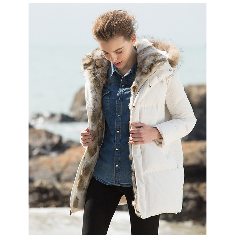 

Jacket Women's Winter 2020 Europe White Duck under Cover Parka Rabbit Raccoon Skin Lining Colllar Thick Coat Plus Szie Hj365 Ptao, Black