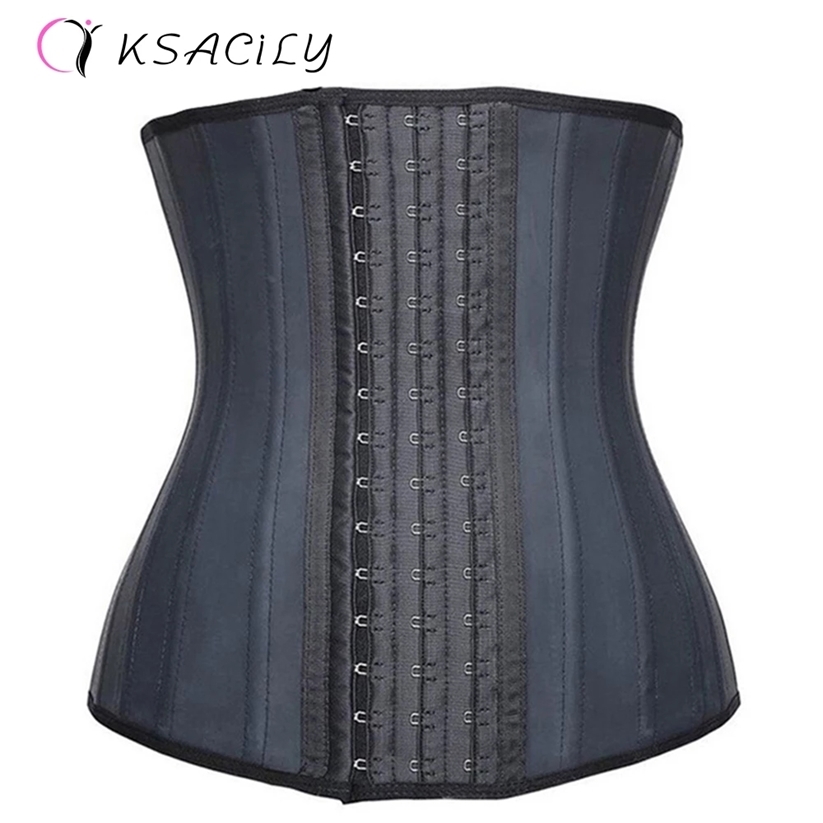 

Waist Trainer Body Shaper Latex Corsets Cincher Hourglass ShapewearWomen 25 Steel Bones Corset Waste Trainers Fajas 220115, Black