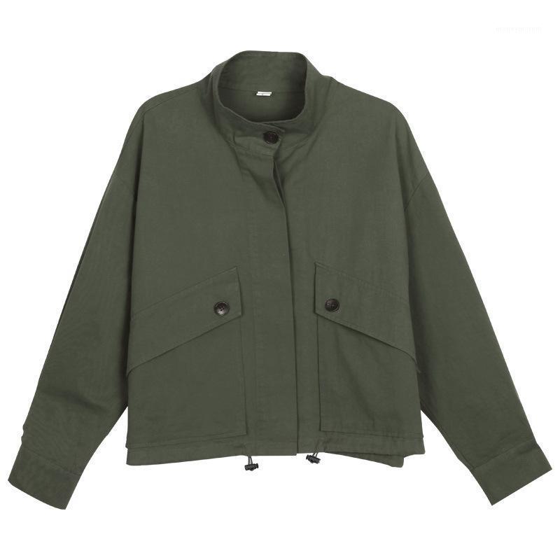 

Women Light Weight Cropped Cargo Jacket Brief Cotton Jackets1, Army green