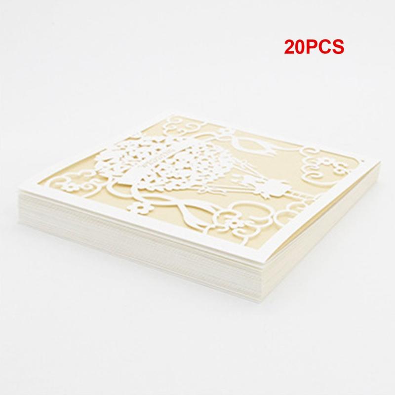 

20PCS/SET Beautiful Luxurious Wedding Decoration Supplies Hollow Out Lace Engagement Wedding Party Invitation Cards