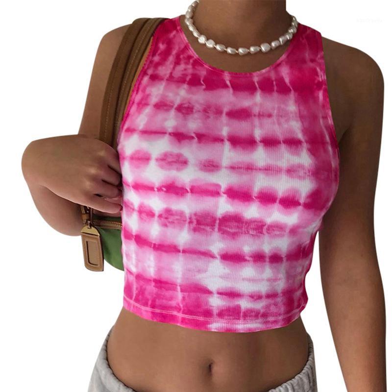 

Sexy Crop Top for Sport Women Yoga Top Fitness Shockproof Shirt Tie Dye Print Sleeveless Running Athletic Fast Dry Vest /BY1, Green
