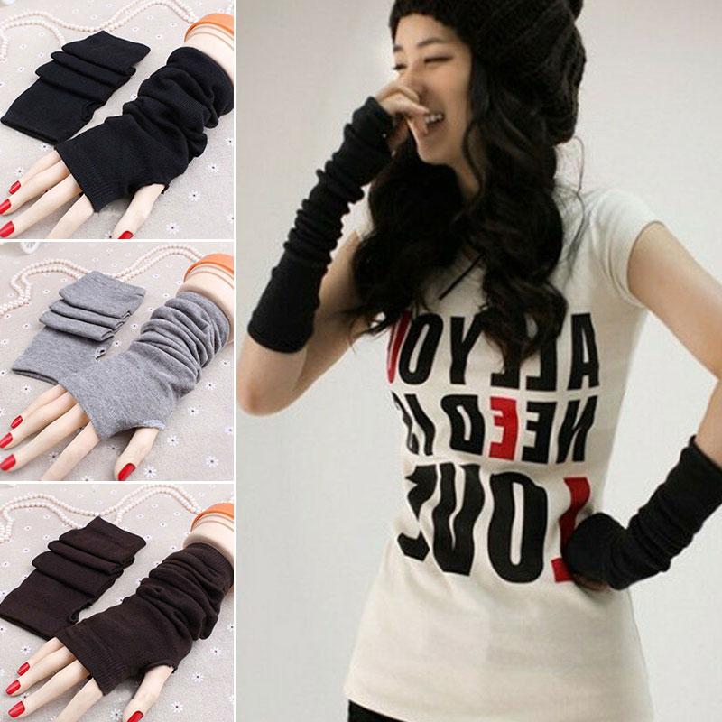 

New 1 Pair Long Fingerless Gloves for Women Girls Winter Wrist Arm Hands-Warmer Fashion Knitted Mittens Girls Dropshipping